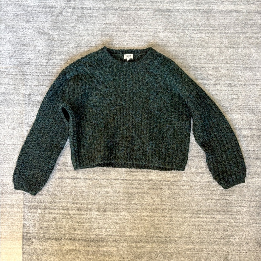 Gentle Fawn Textured Knit Cropped Sweater – Dark Green